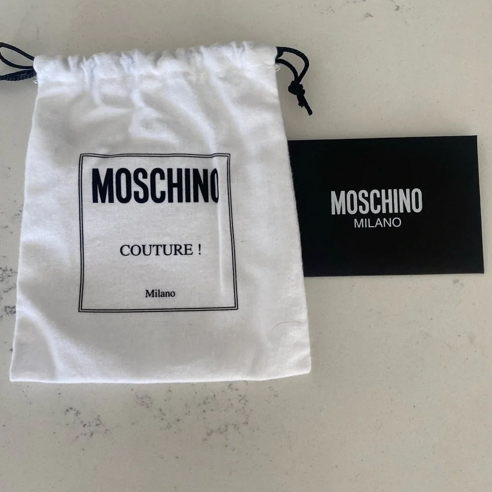 Moschino Heart-Shaped Black and Red Leather Keychain New with tags